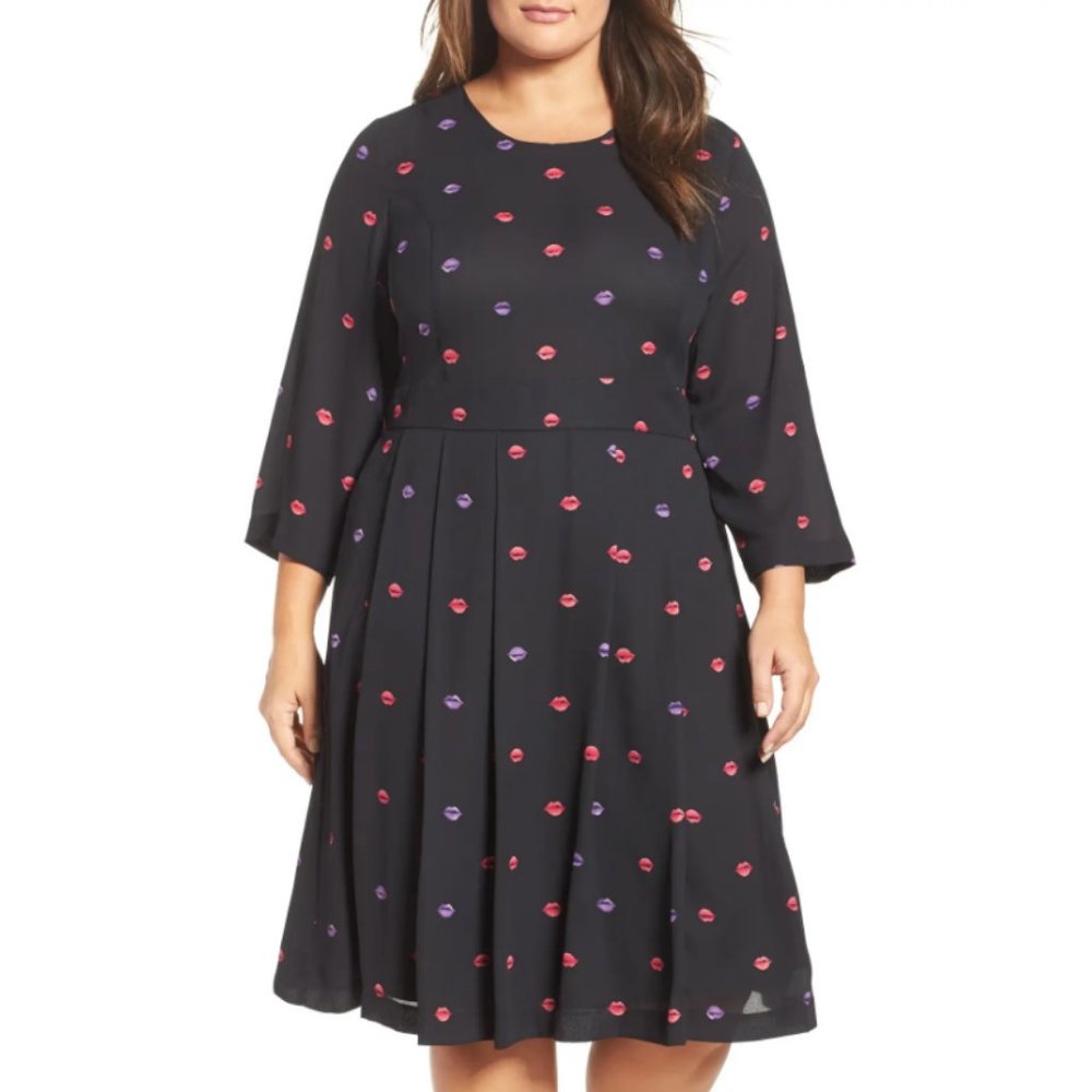 Melissa McCarthy Seven7 Pleated Print Midi Dress